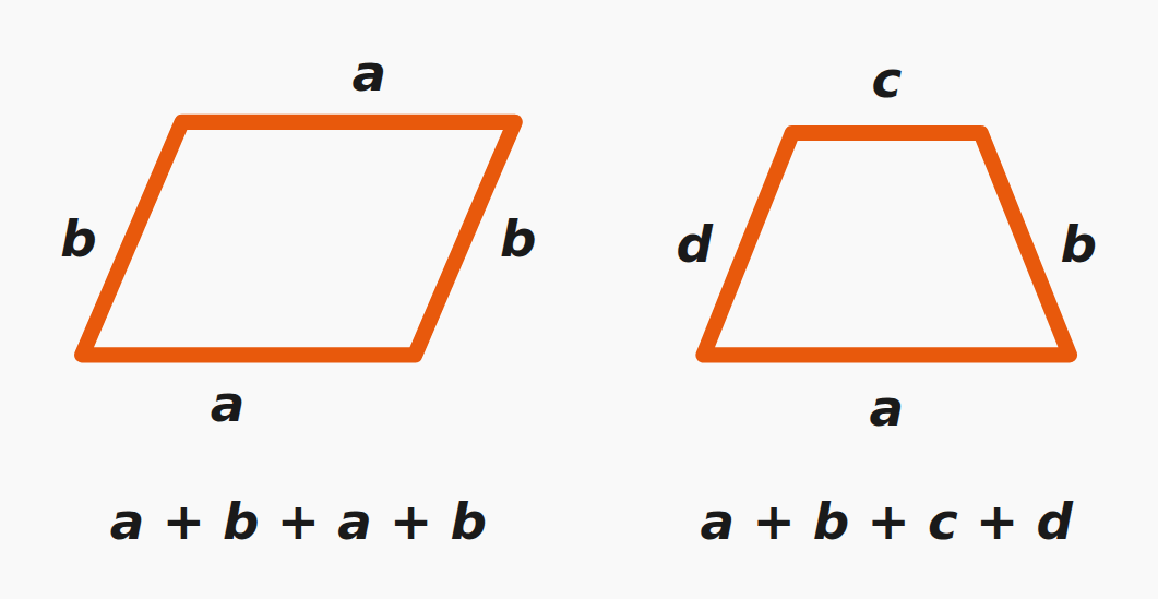 Perimeter of a parallelogram and a trapezoid